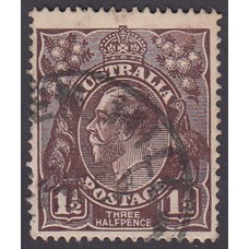 Australian    King George V   1½d Penny Half Pence Black Brown   Single Crown WMK Plate Variety 3L27